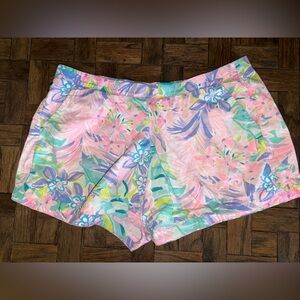 Lilly pulitzer shorts floral cotton elastic  Ocean View It Was All A Dream l